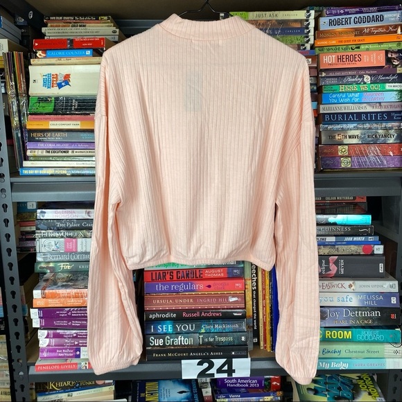 Women's Sportsgirl Size M Blush Pink Casual Long Sleeve Pullover Bubble Blouse - Picture 6 of 6